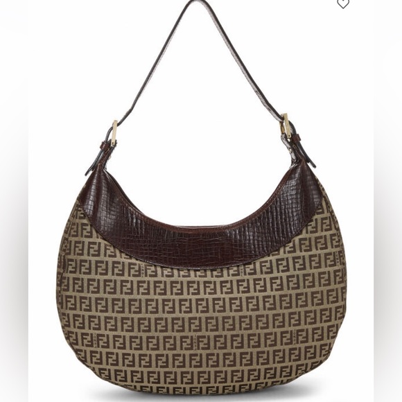 Fendi Brown Zucchino Canvas Hobo Bag - Picture 2 of 13